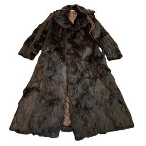 R19 Women's Real Rabbit Fur Coat Brown Medium